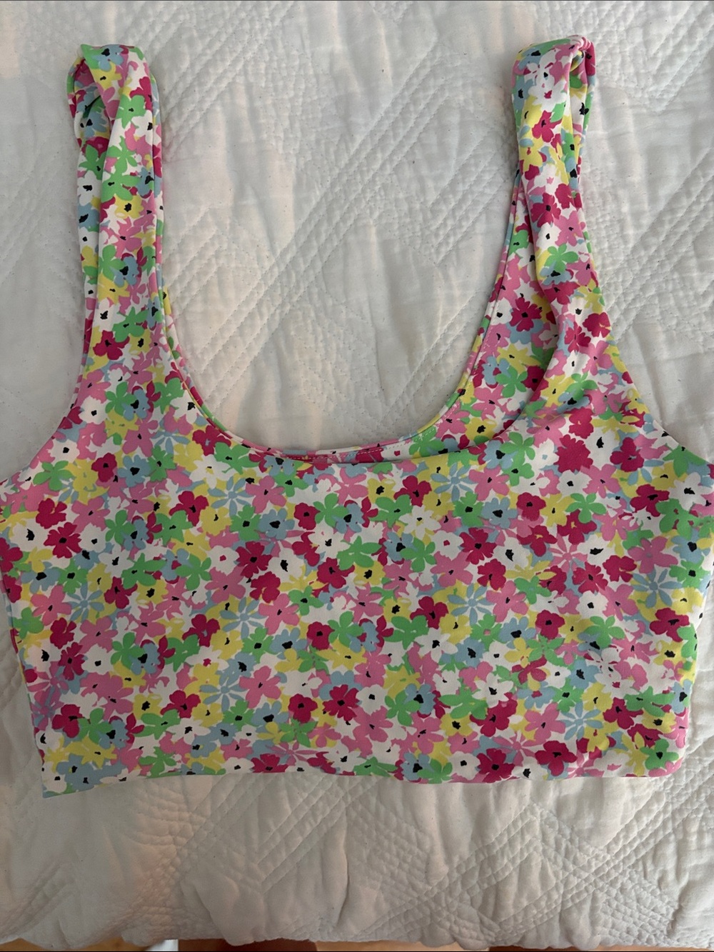 Zara Floral Scoop Bralette - Pink, Green, Yellow, Blue